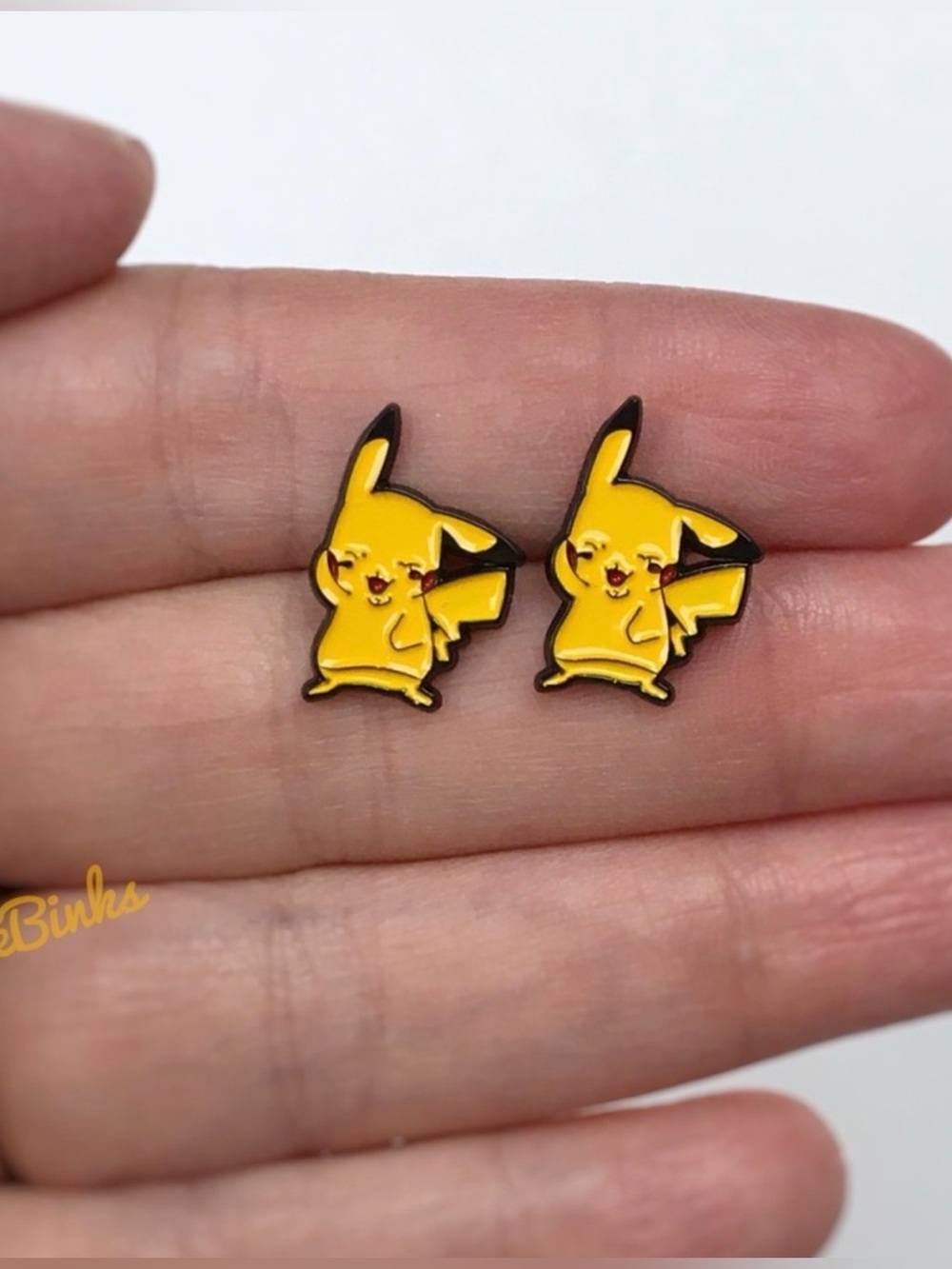 ✨3for$38 New Minimalistic Yellow Enamel Pikachu Earrings Pokémon Fandom Earrings